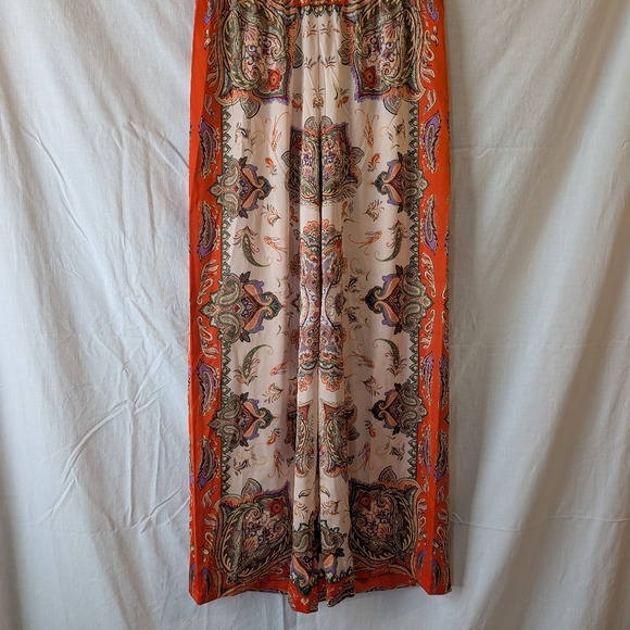 RACHEL ZOE White Orange Satin Wide Leg Pants Small New - Picture 11 of 12